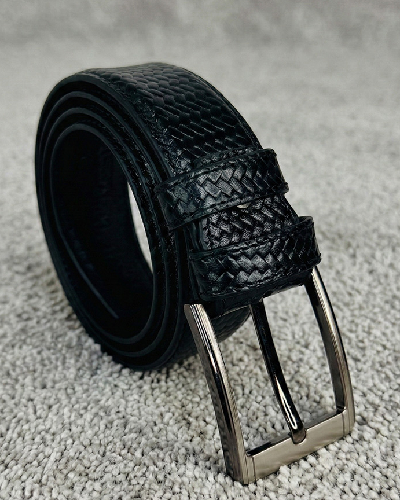 Leather Belt Pati Design- Black